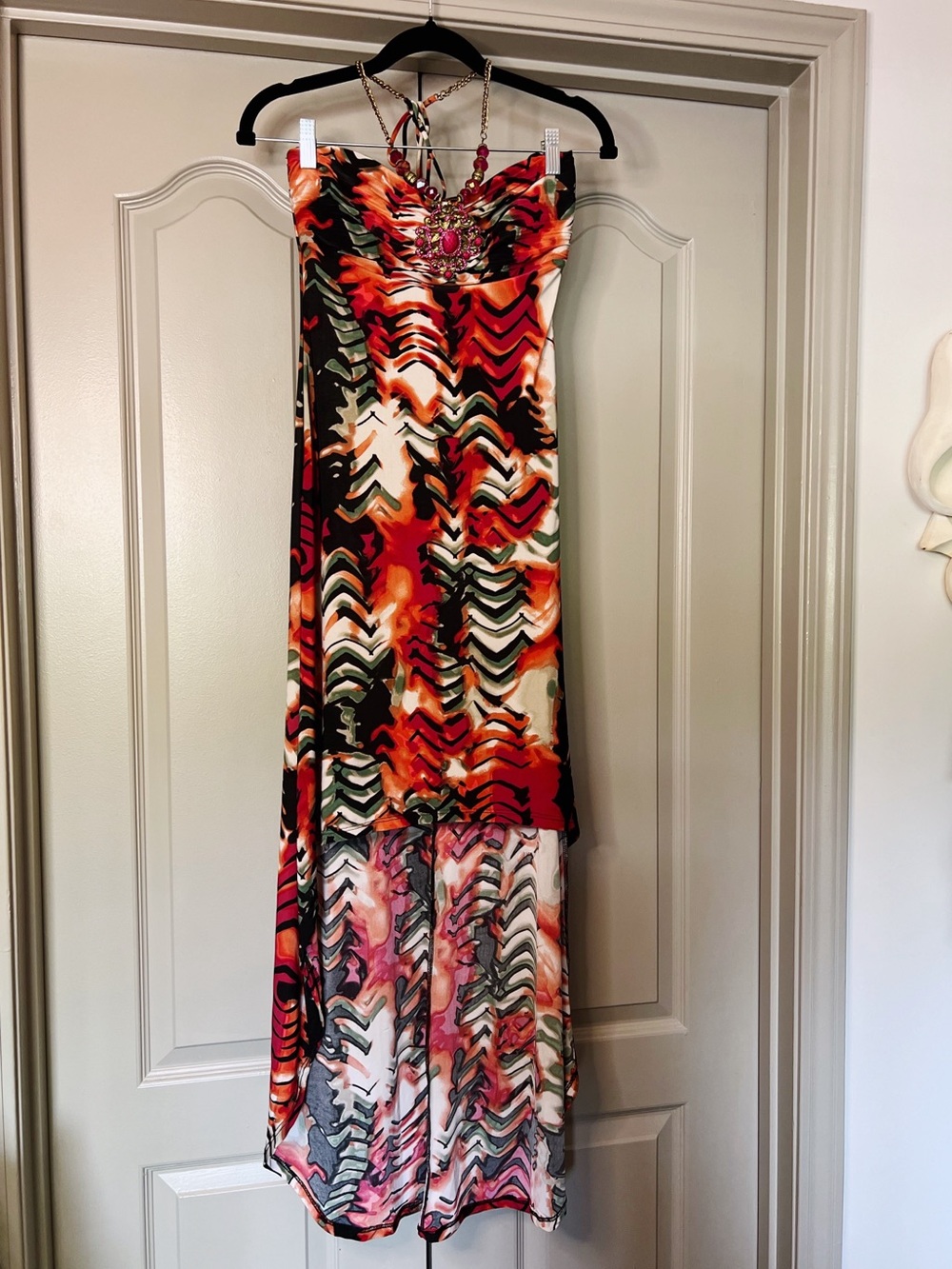 Va Va Voom NWT Jeweled Strapless Maxi Dress | Size Medium | Tropical Resort Glam